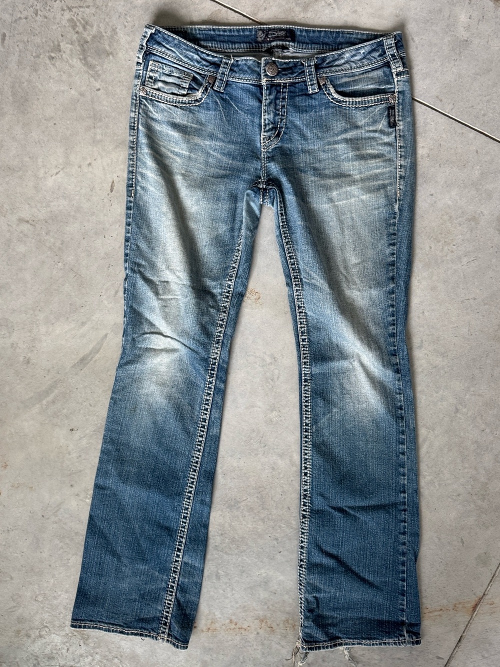 Silver Jeans Co. Aiko Mid Slim Boot Embellished Jeans Size 32x33